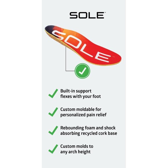 SOLE Performance M Shoe Insoles Orthotic Arch Support Inserts Men's Size 8/Women - Picture 3 of 4